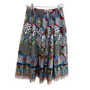 H&M abstract maxi skirt blue white animal print medium
